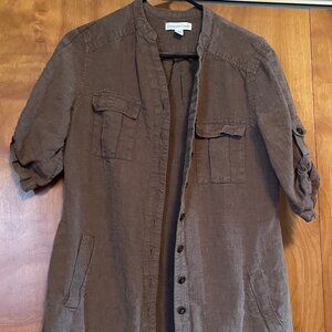 Coldwater Creek Linen Button Up Top Size M 10-12
